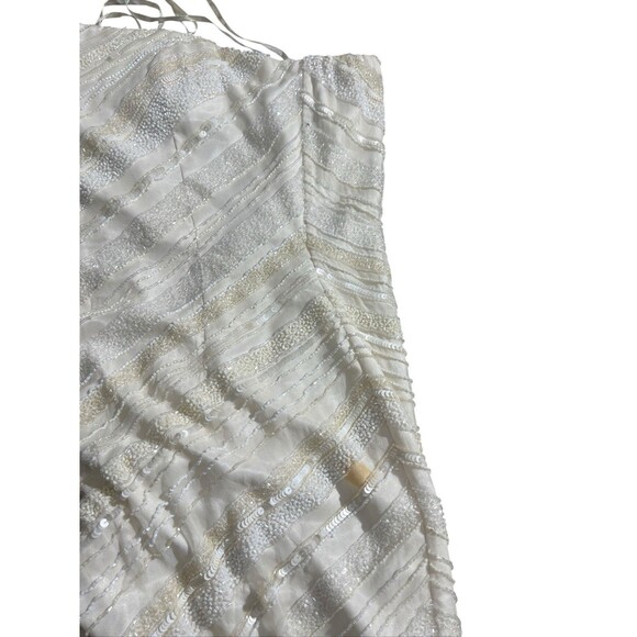Vtg Cache Strapless White Beaded Maxi Dress Sz 4 - Picture 10 of 16